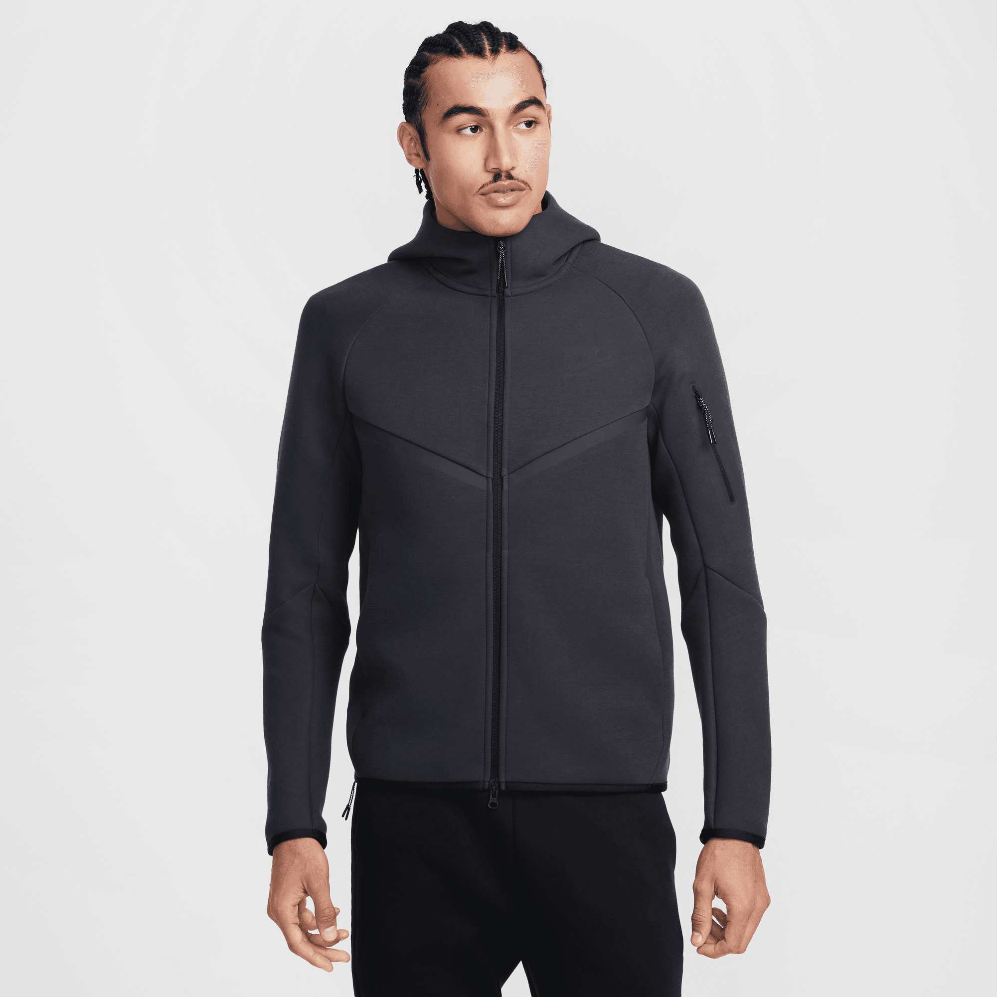 Nike Tech Windrunner Dark Grey Fleece Full-Zip Hoodie