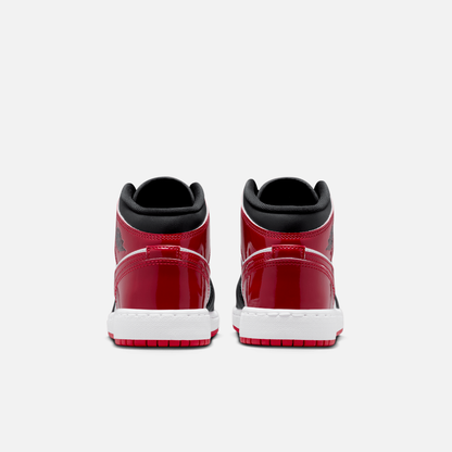 Air Jordan Big Kids' 1 Mid Patent Bred Toe (GS)
