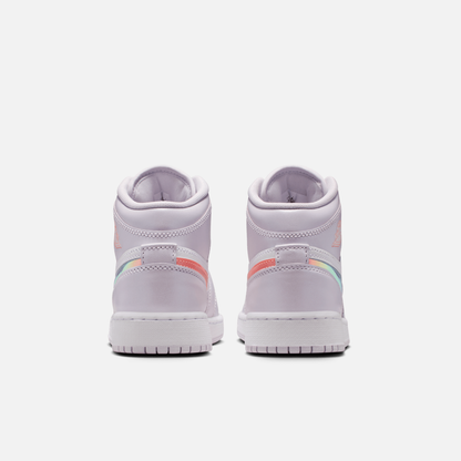 Air Jordan Big Kids' 1 Mid Iridescent Swoosh (GS)