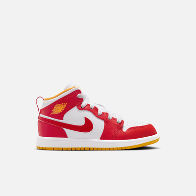 Air Jordan Kids' 1 Mid BP Speed Red White Gold (PS)