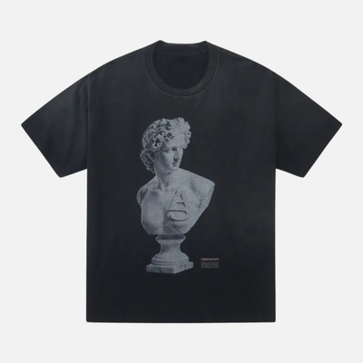 AlphaStyle Sculpture Black Boxy Cropped T-Shirt