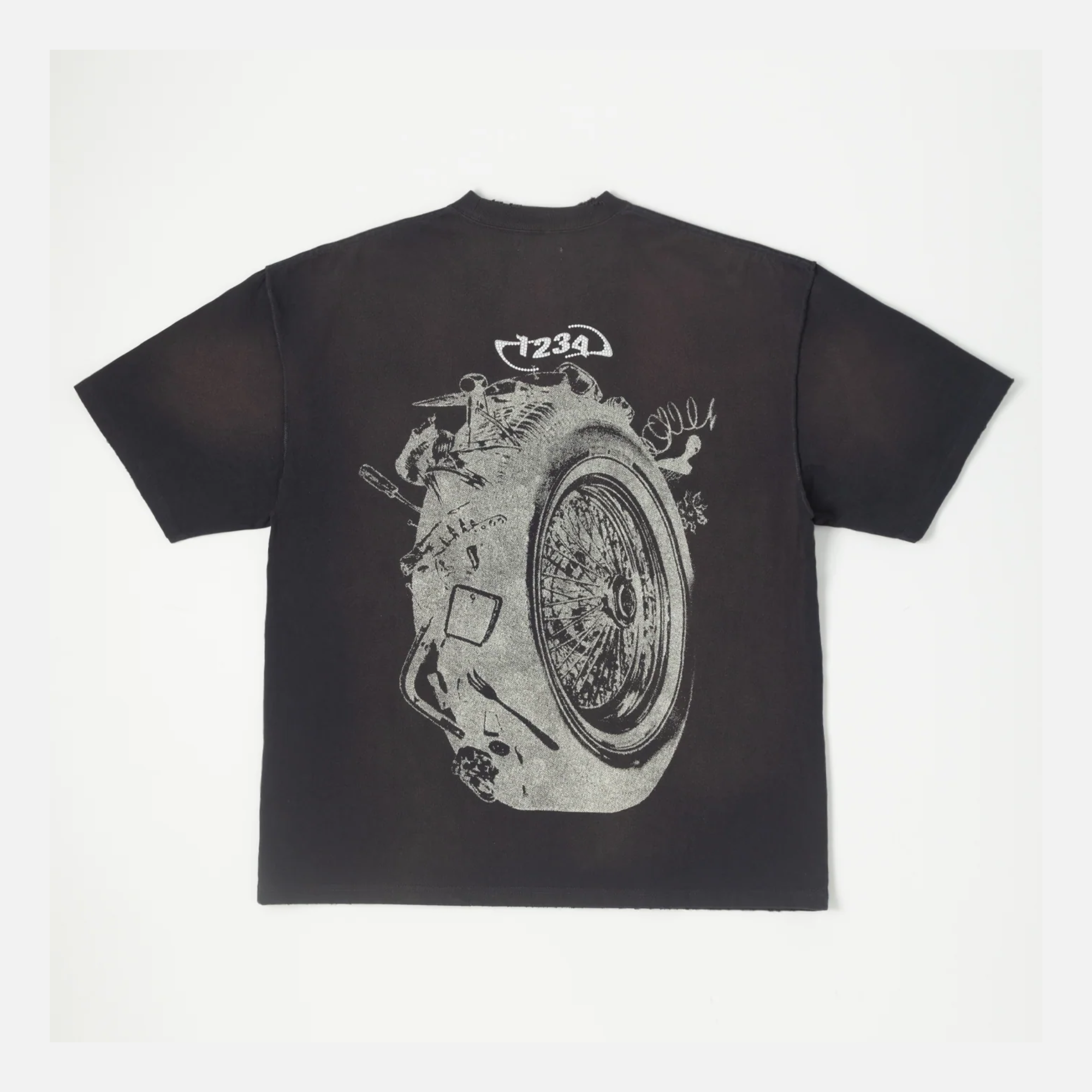 BLDG4 Charcoal Art Wheels Knit T-Shirt