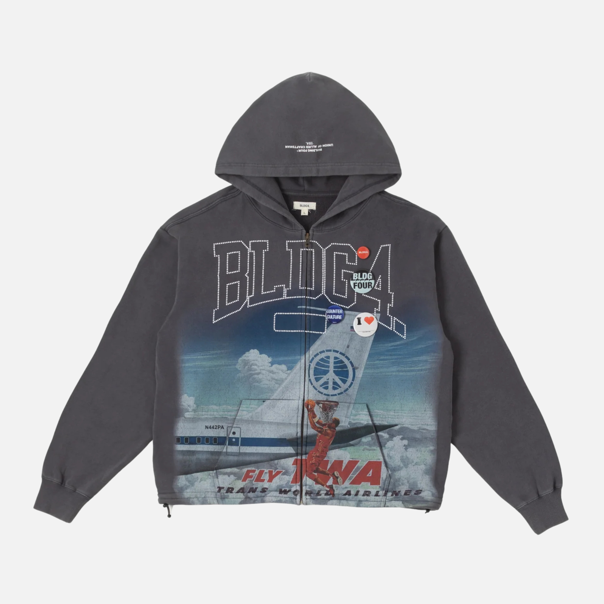 BLDG4 Charcoal Art Villa Full-Zip Hoodie