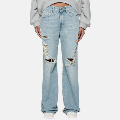Purple Brand Women's Light Indigo Wide Destroyed Jeans
