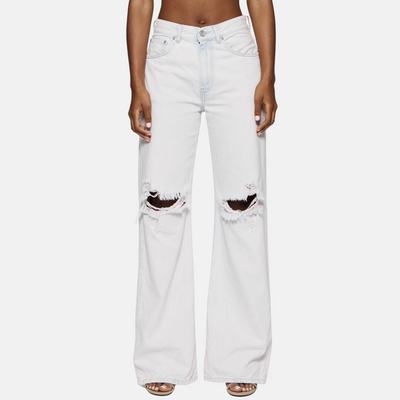 Purple Brand Women's Wide Destroyed Pink Jeans
