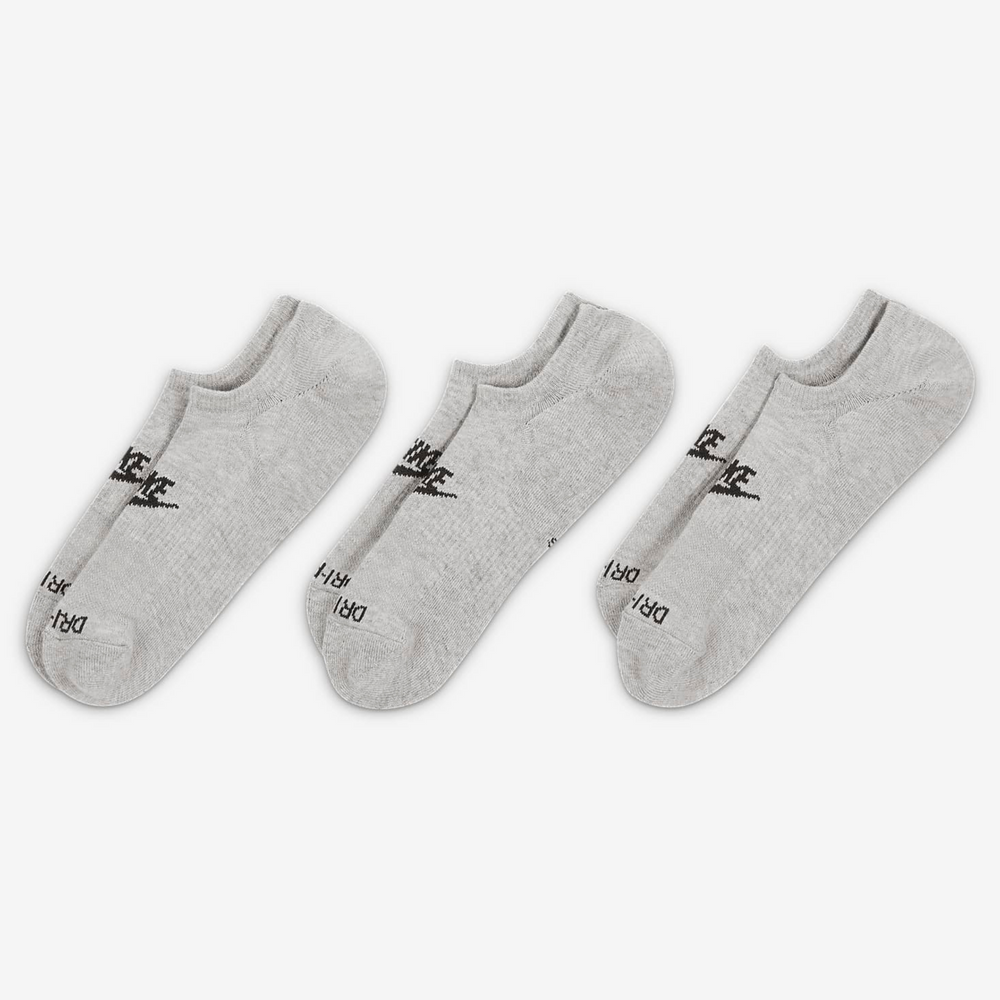 Nike Everyday Plus Cushioned No Show Footie (3 Pair) Grey