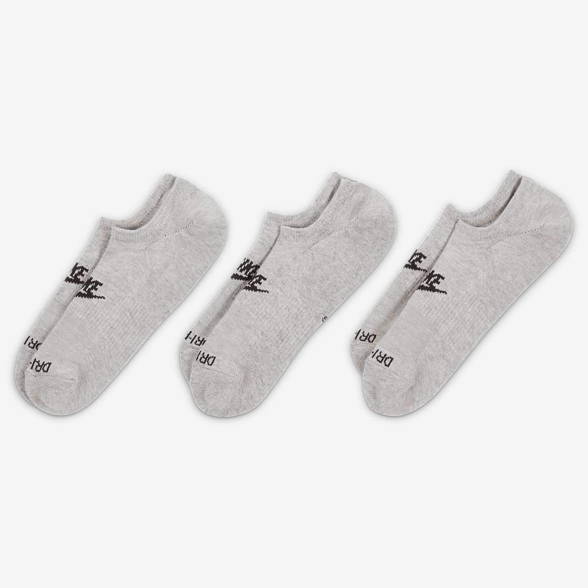 Nike Everyday Plus Cushioned No Show Footie (3 Pair) Grey