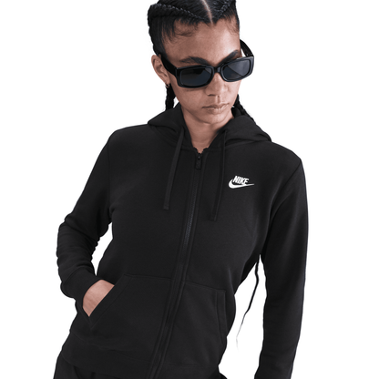 Nike Women's Sportswear Club Fleece Full-Zip Black Hoodie