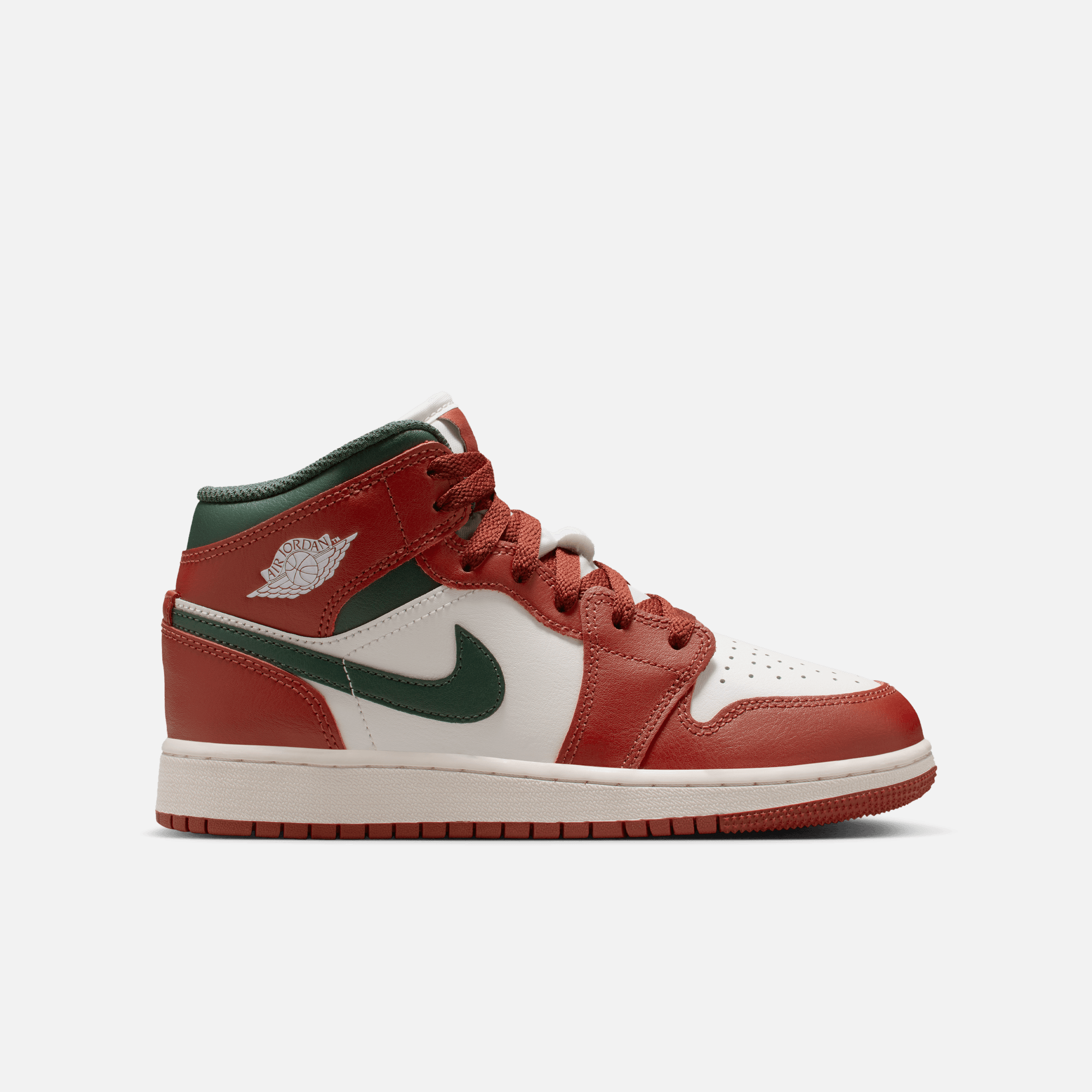 Air Jordan Big Kids' 1 Mid Redstone Midnight Green (GS)
