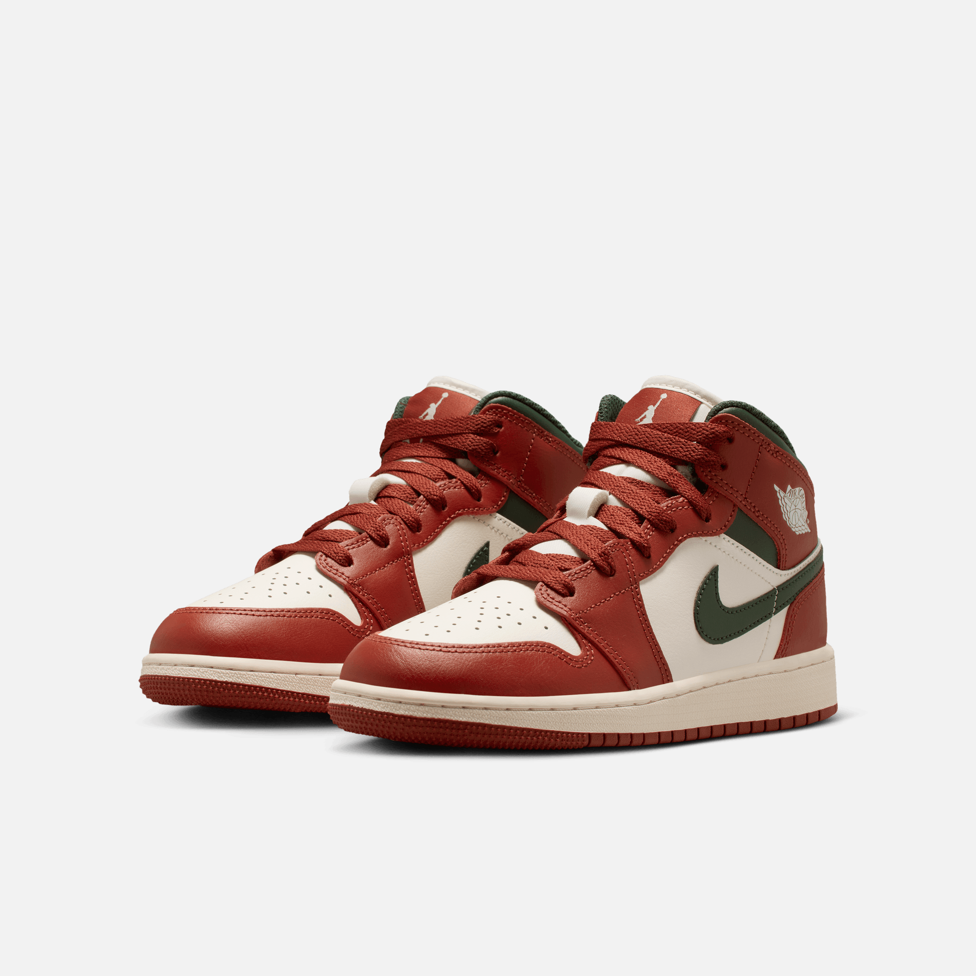 Air Jordan Big Kids' 1 Mid Redstone Midnight Green (GS)