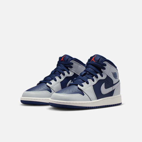 Air Jordan Big Kids' 1 Mid Blue Void (GS) – Puffer Reds