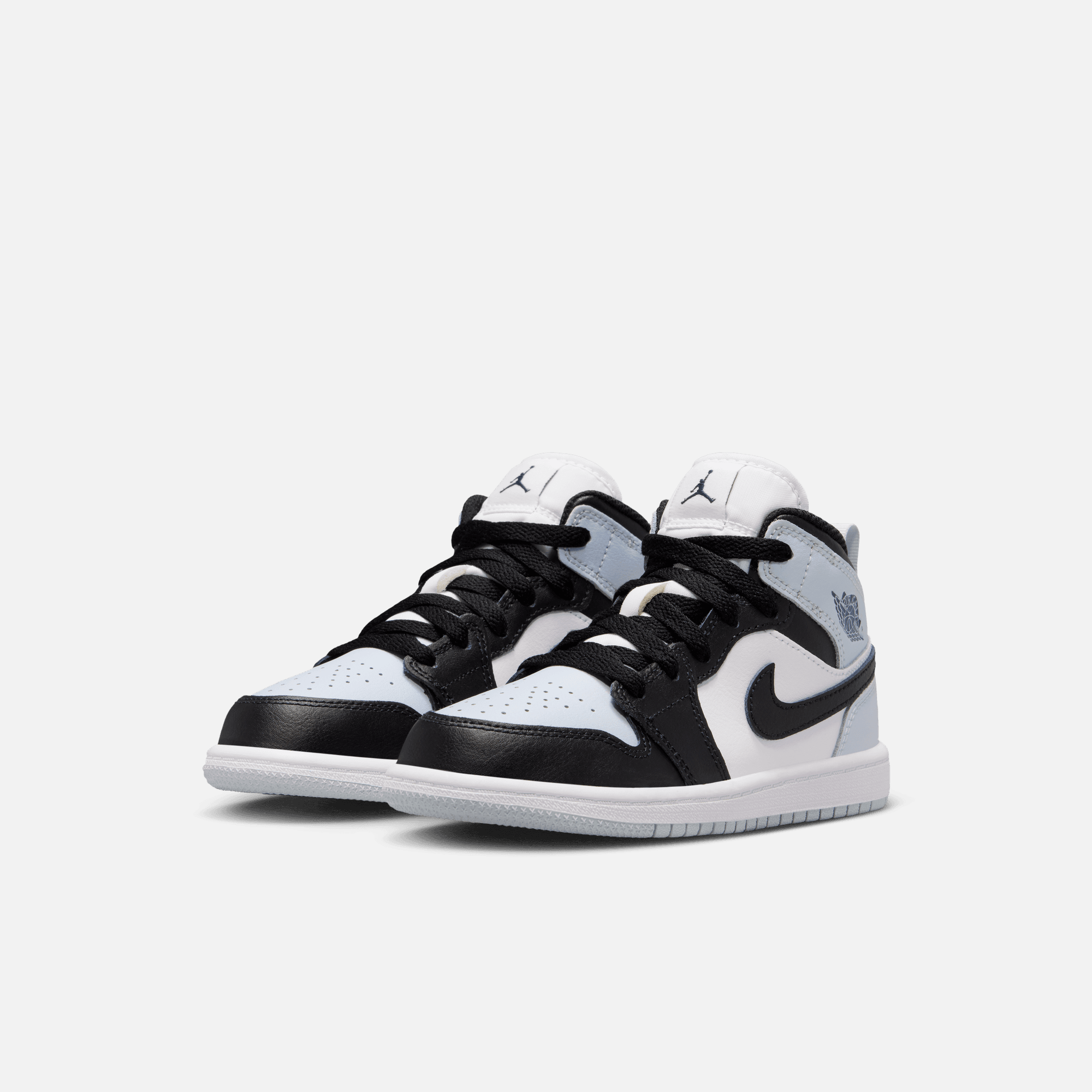 Air Jordan Kids' 1 Mid Black Aura Squadron Blue (PS)