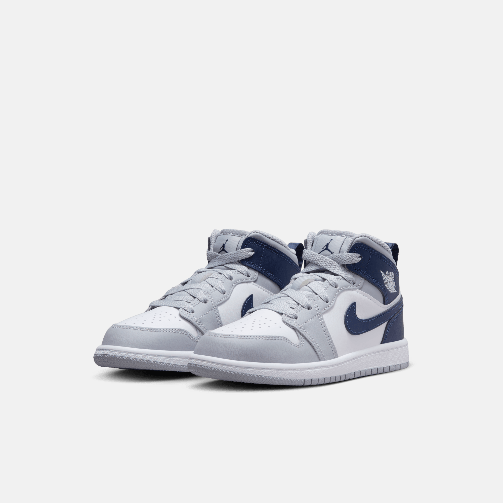 Air Jordan Kids' 1 Mid Wolf Grey Midnight Navy (PS)