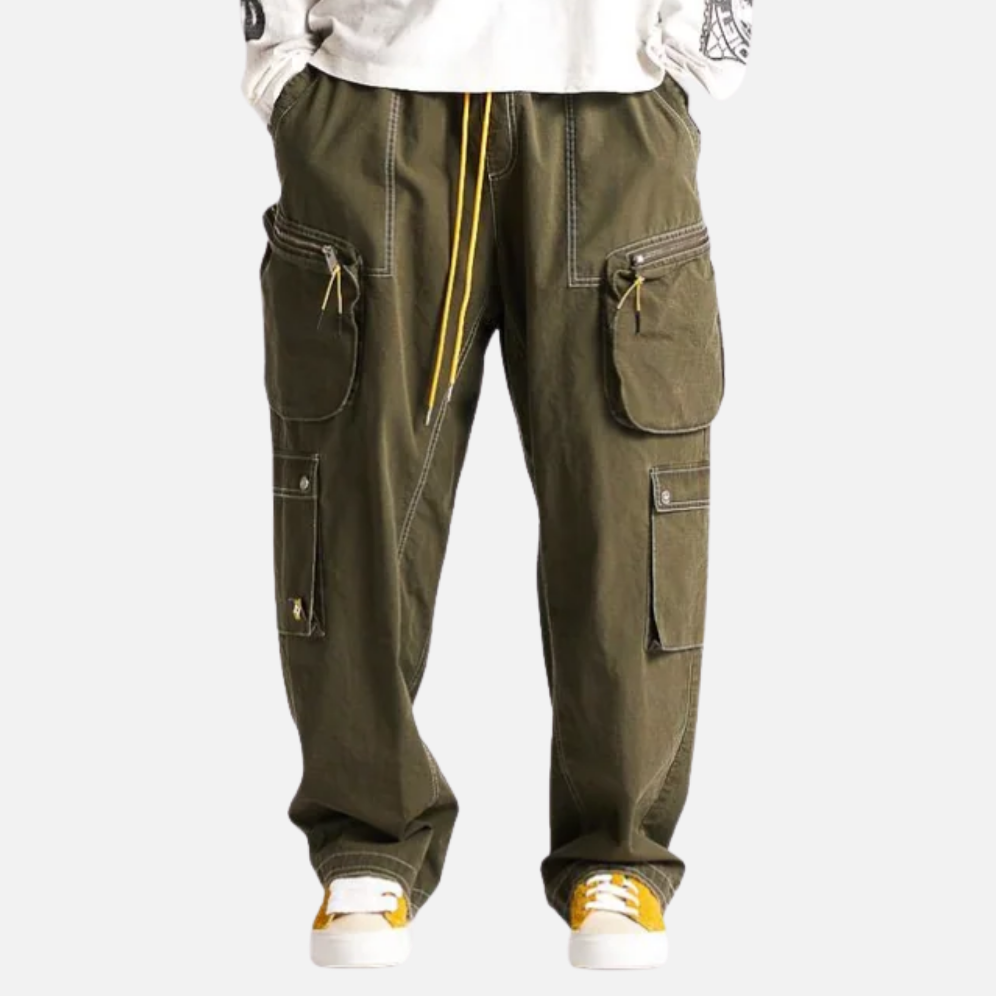 Diet Starts Monday Contrast Olive Green Cargo Pants
