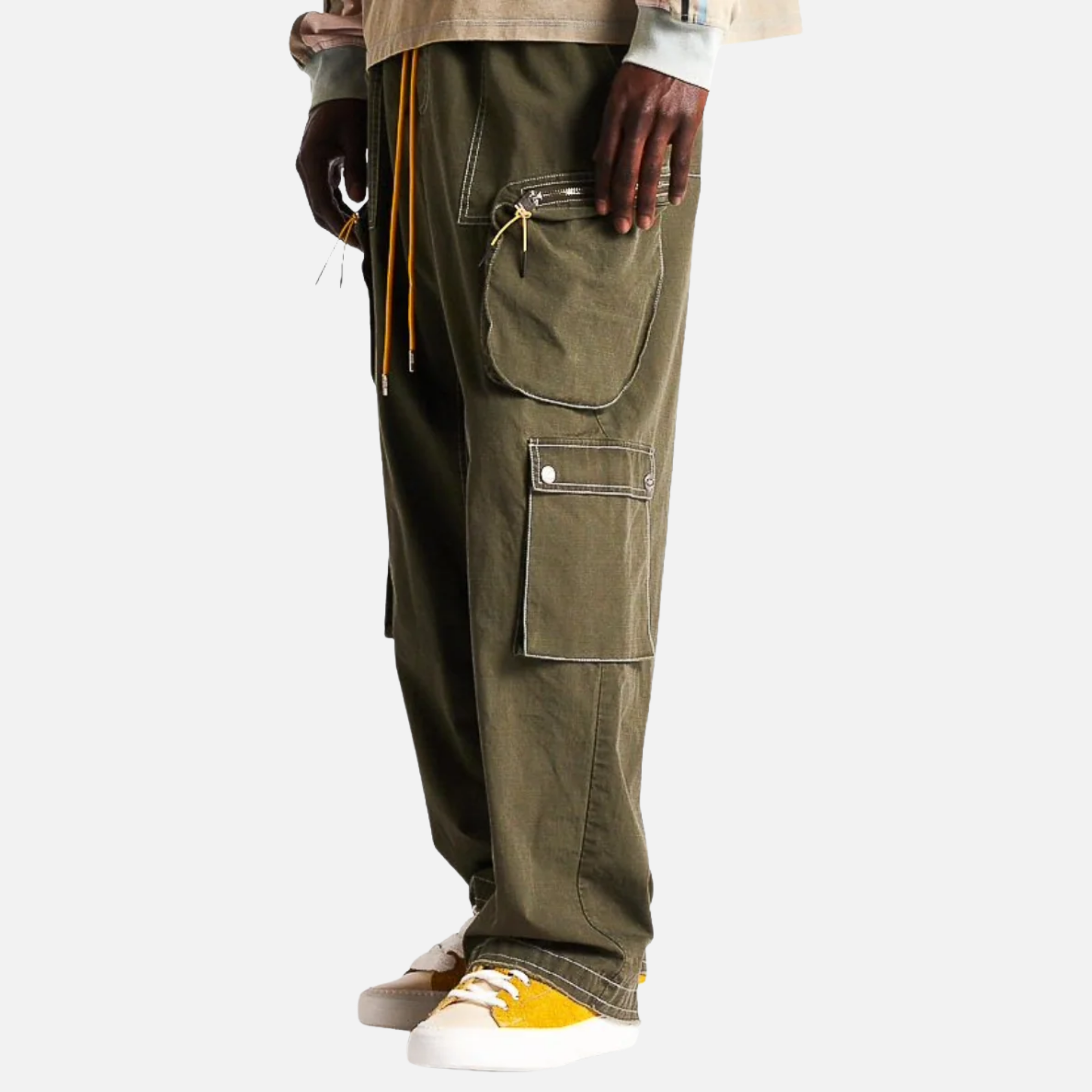 Diet Starts Monday Contrast Olive Green Cargo Pants