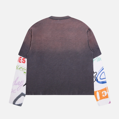 Diet Starts Monday Double Layer Skull Black T-Shirt