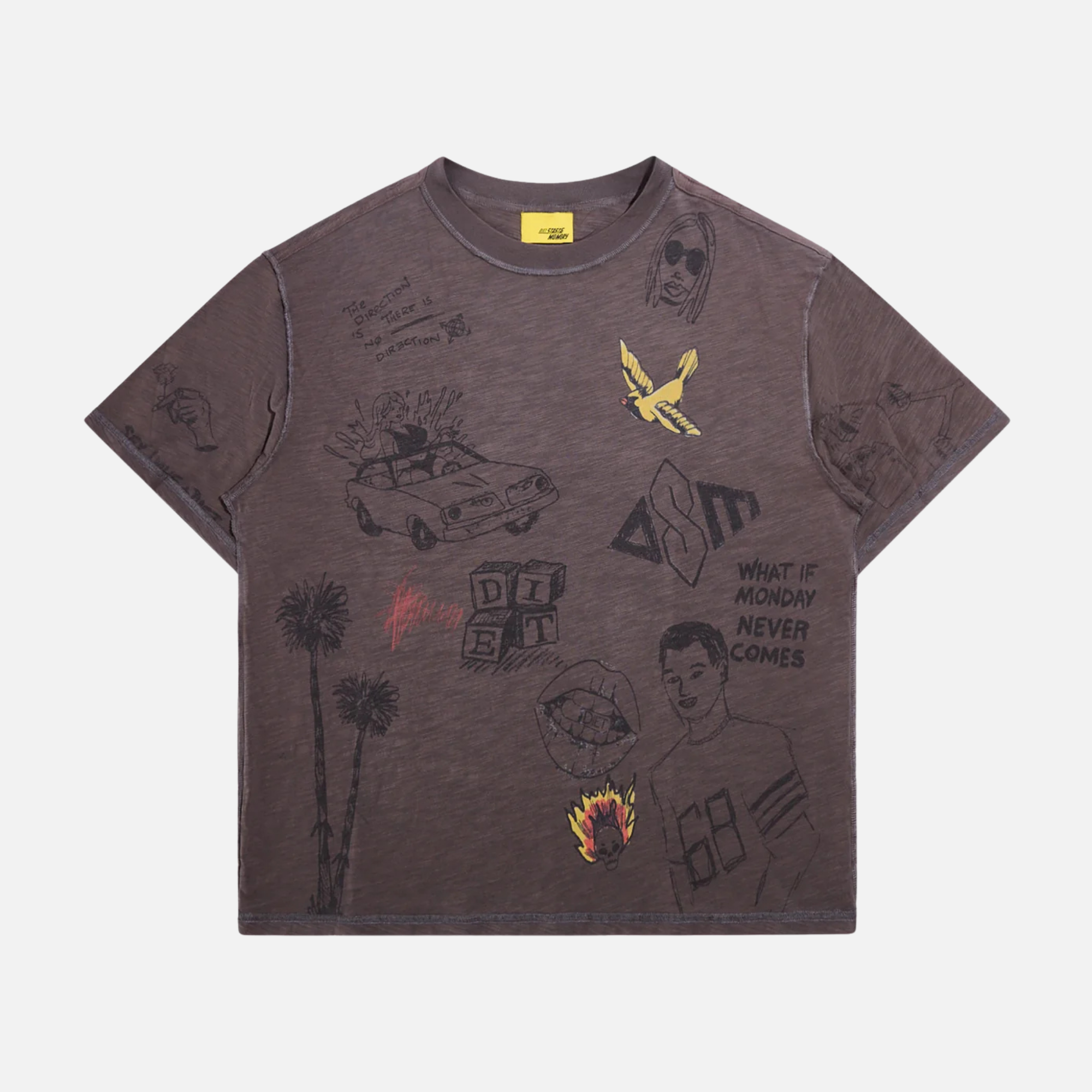 Diet Starts Monday Doodle Black T-Shirt