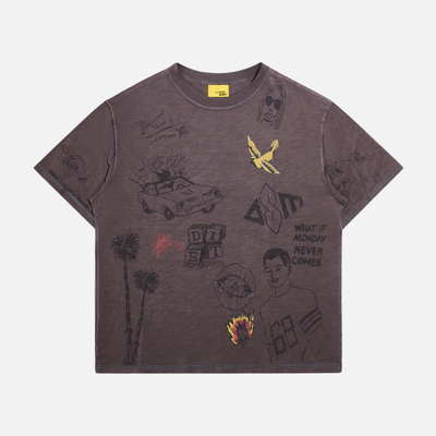 Diet Starts Monday Doodle Black T-Shirt