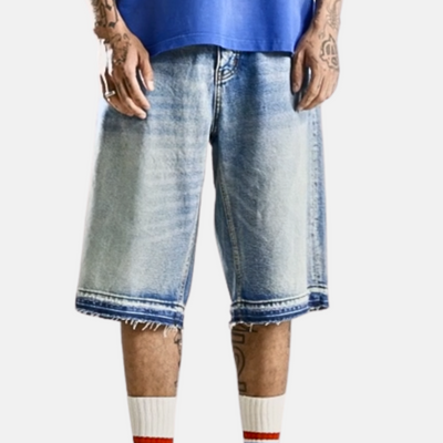 Diet Starts Monday Washed Indigo Arched Denim Shorts