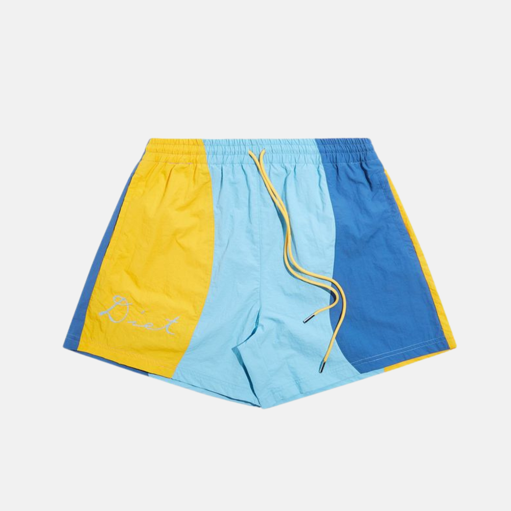 Diet Starts Monday Blue Multi Nylon Panel Bay Shorts