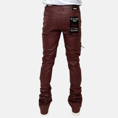 Si Tu Veux Gordon Wax Super-Stacked Burgundy Jeans