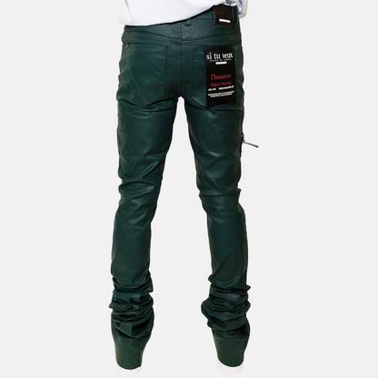 Si Tu Veux Gordon Wax Super-Stacked Green Jeans