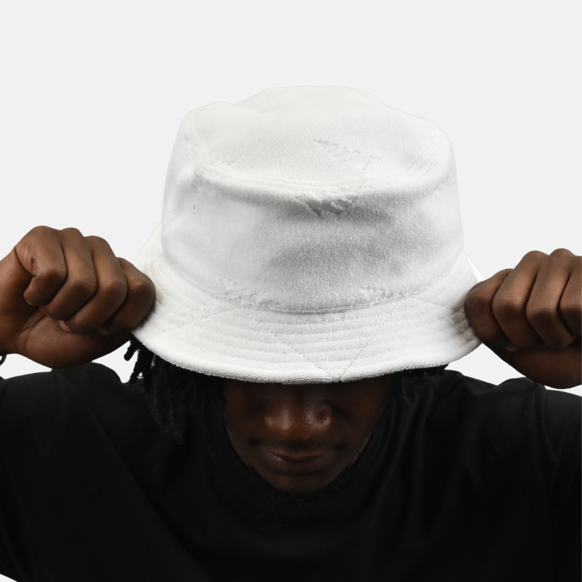 Paper Planes Jacquard White Terry Cloth Bucket Hat