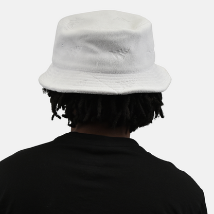 Paper Planes Jacquard White Terry Cloth Bucket Hat