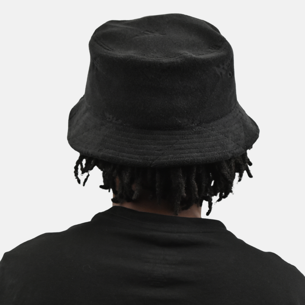 Paper Planes Jacquard Black Terry Cloth Bucket Hat