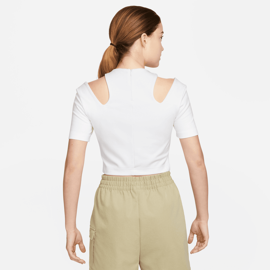 Nike Sportswear Essentials Women's White Short Sleeve Cut-Out Top