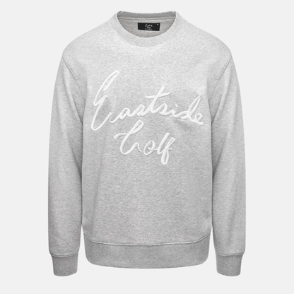 Eastside Golf Core Heather Grey Script Logo Fleece Crew