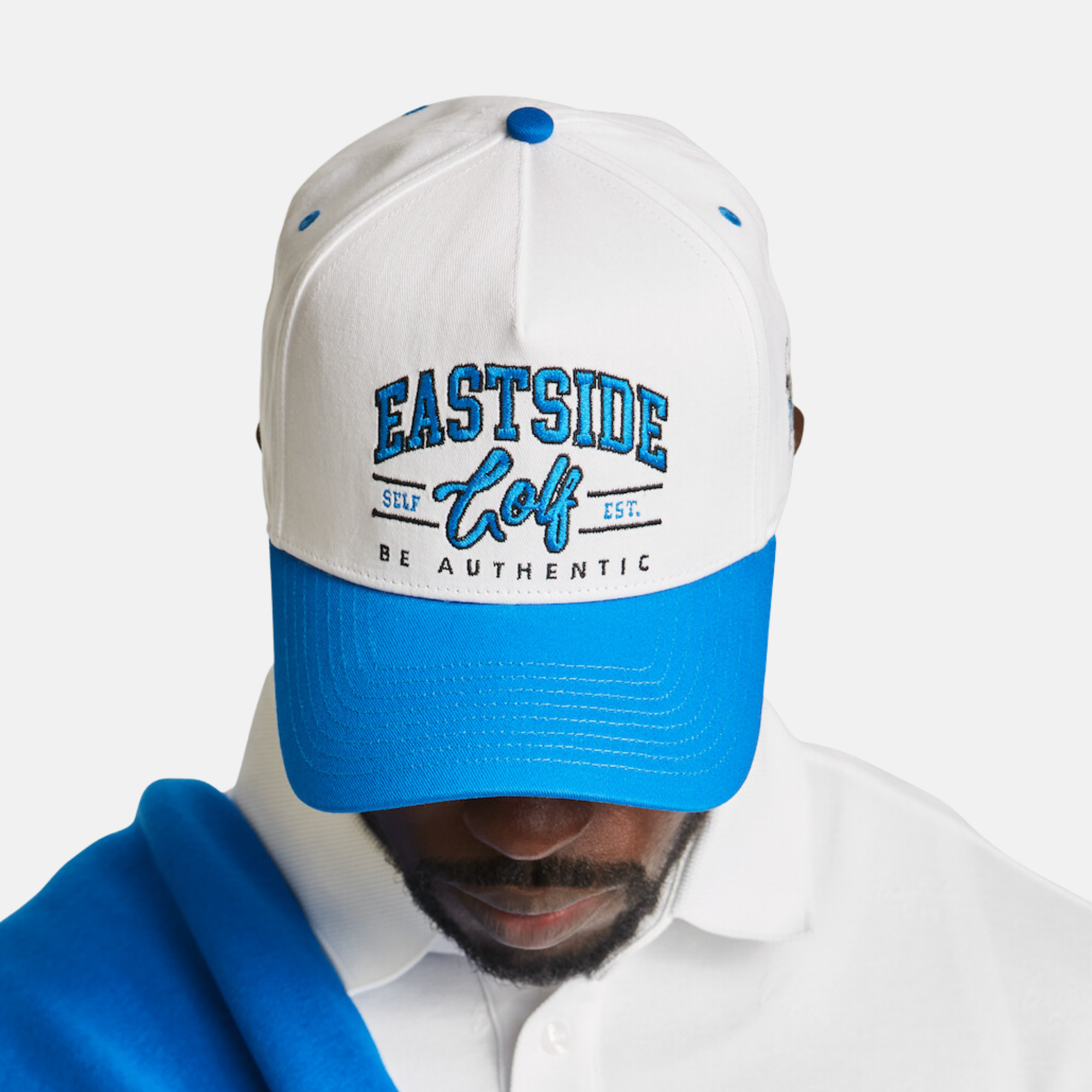 Eastside Golf Bright White/Royal Blue Five Panel Hat