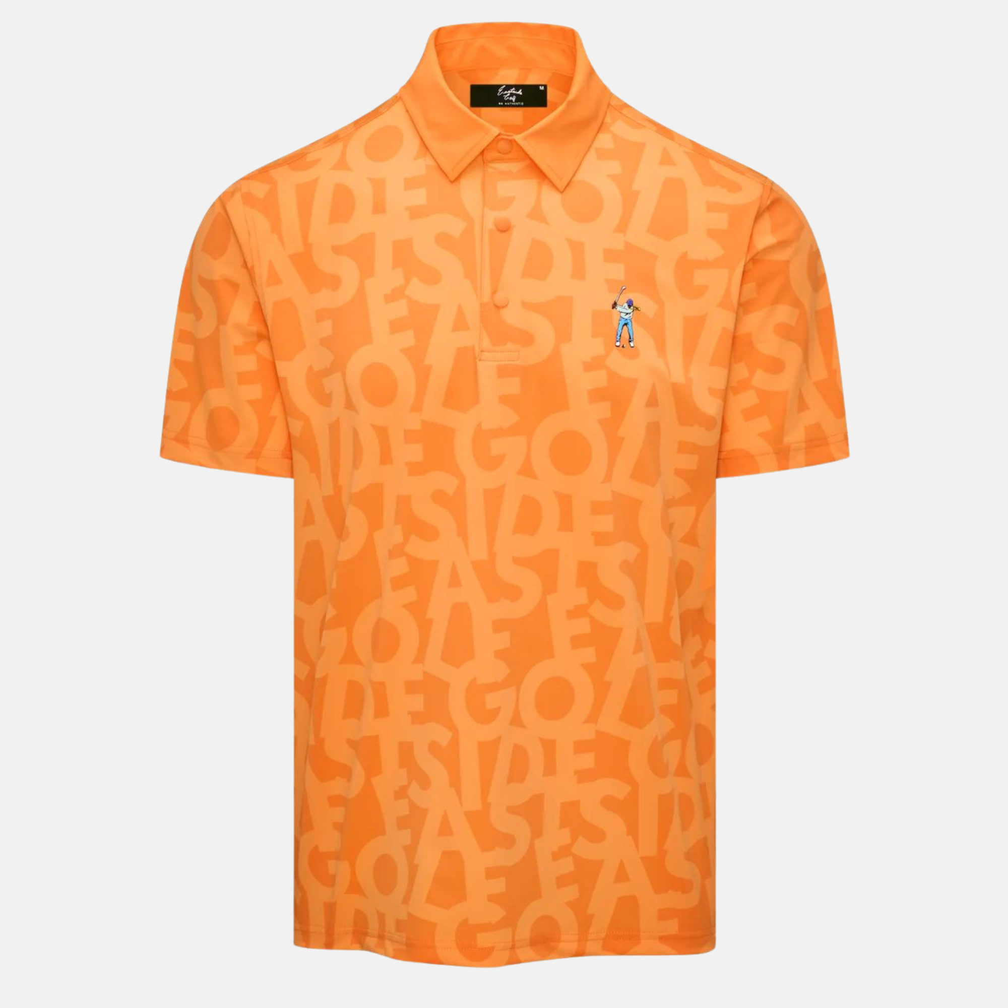 Eastside Golf Orange Shuffle Print Snap Placket Polo