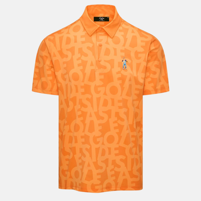 Eastside Golf Orange Shuffle Print Snap Placket Polo