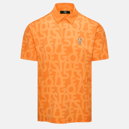 Eastside Golf Orange Shuffle Print Snap Placket Polo