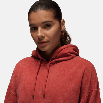 Air Jordan Women's Flight Fleece Washed Dune Red Hoodie