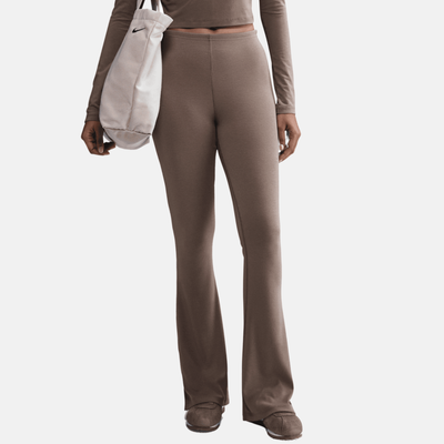 Nike Sportswear Women's Chill Knit Mink Brown Tight Mini-Rib Flared Leggings
