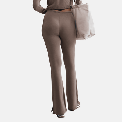 Nike Sportswear Women's Chill Knit Mink Brown Tight Mini-Rib Flared Leggings