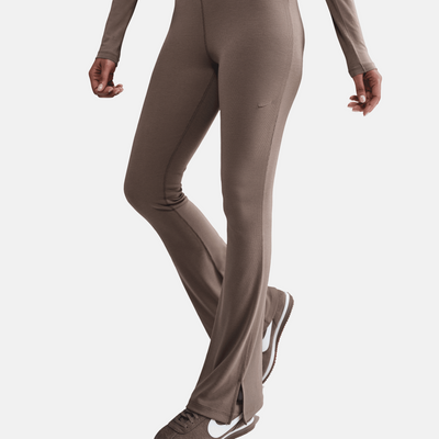 Nike Sportswear Women's Chill Knit Mink Brown Tight Mini-Rib Flared Leggings