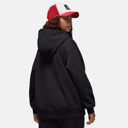 Air Jordan Women's Flight Fleece Black Satin-Lined Pullover Hoodie