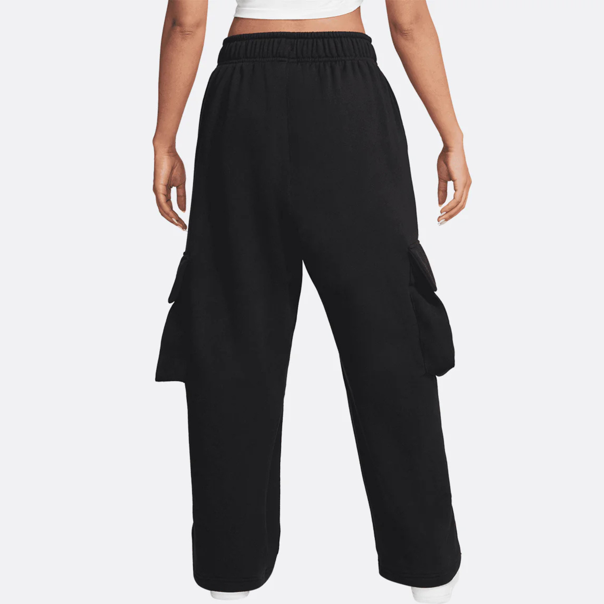 Nike Women's Sportswear Low-Rise Black Oversized French Terry Open-Hem Pants