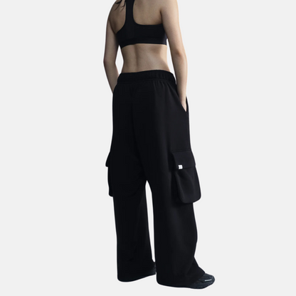 Nike Women's Sportswear Low-Rise Black Oversized French Terry Open-Hem Pants