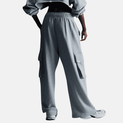 Nike Women's Sportswear Low-Rise Grey Oversized French Terry Open-Hem Pants