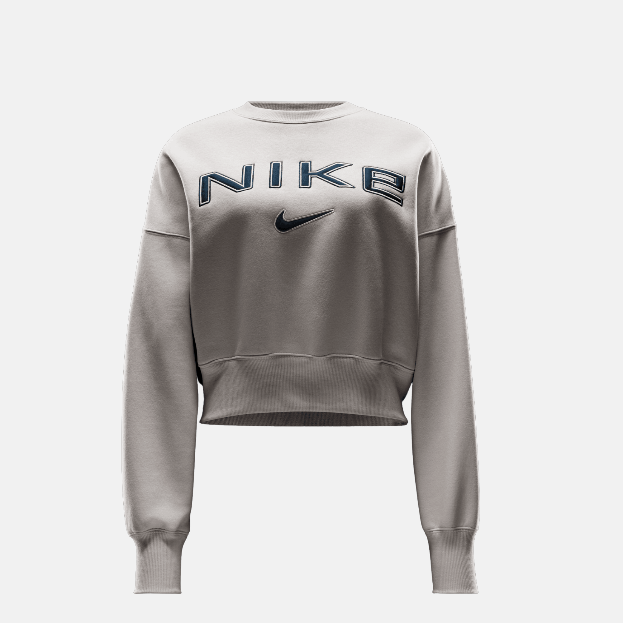 Nike Women's Sportswear Phoenix Fleece Light Orewood Brown Oversized Crew-Neck Logo Sweatshirt