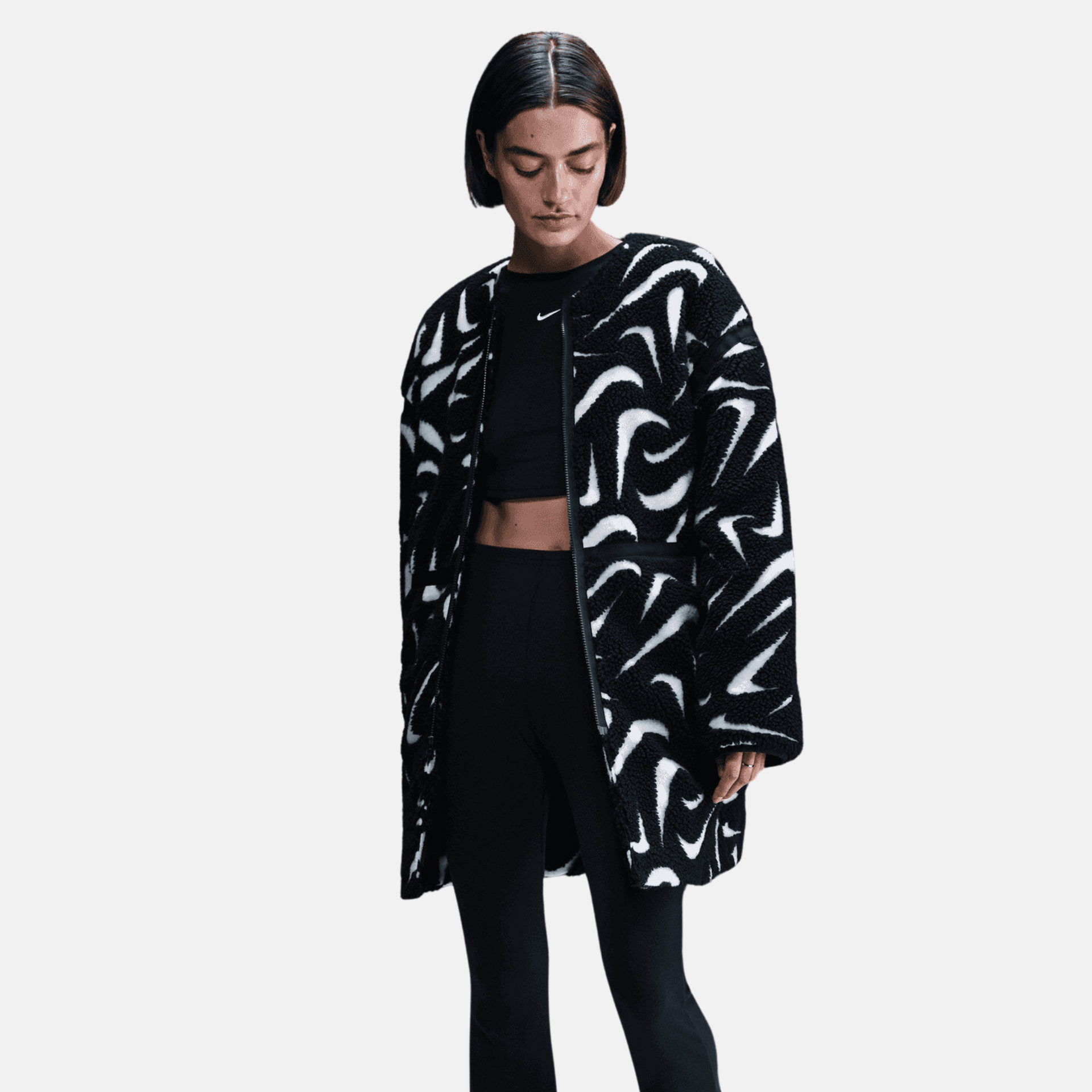 Nike Women's Sportswear Loose High-Pile Black Jacket – Puffer Reds Nike Women's Sportswear Loose High-Pile Black Jacket – Puffer Reds