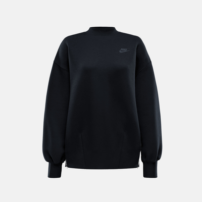 Nike Women's Sportswear Tech Fleece Oversized Black Crew-Neck Sweatshirt