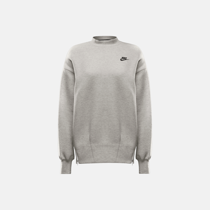 Nike Women's Sportswear Tech Fleece Oversized Grey Crew-Neck Sweatshirt