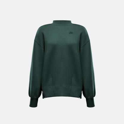 Nike Women's Sportswear Tech Fleece Oversized Green Crew-Neck Sweatshirt