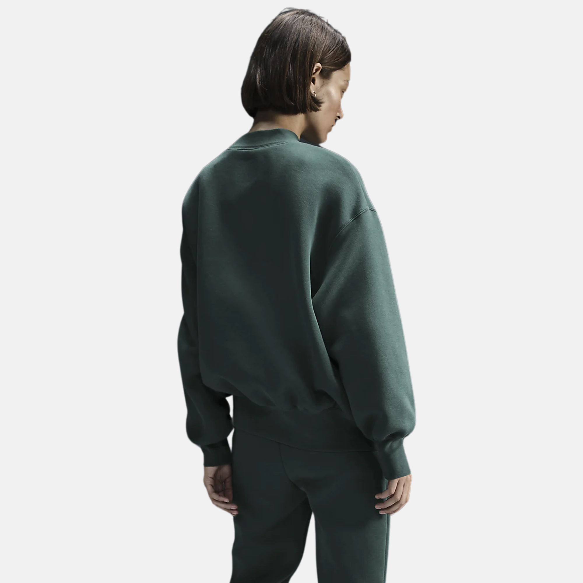 Nike Women's Sportswear Tech Fleece Oversized Green Crew-Neck Sweatshirt