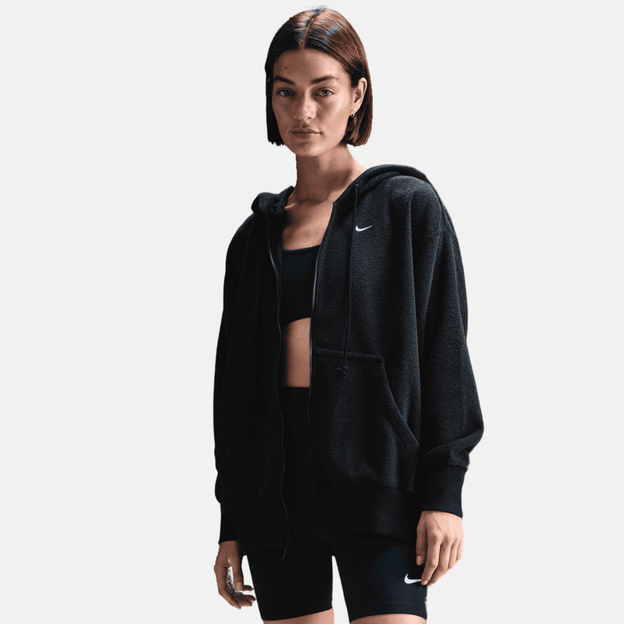 Nike Women's Oversized Cozy Fleece Full-Zip Hoodie Black